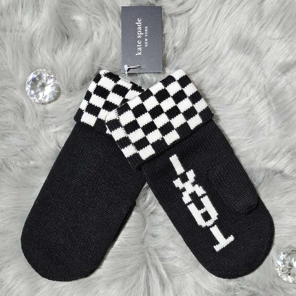 BUNDLE - Kate Spade Hat Beanie Stop Sign Traffic & Black Taxi Mittens Streetwear